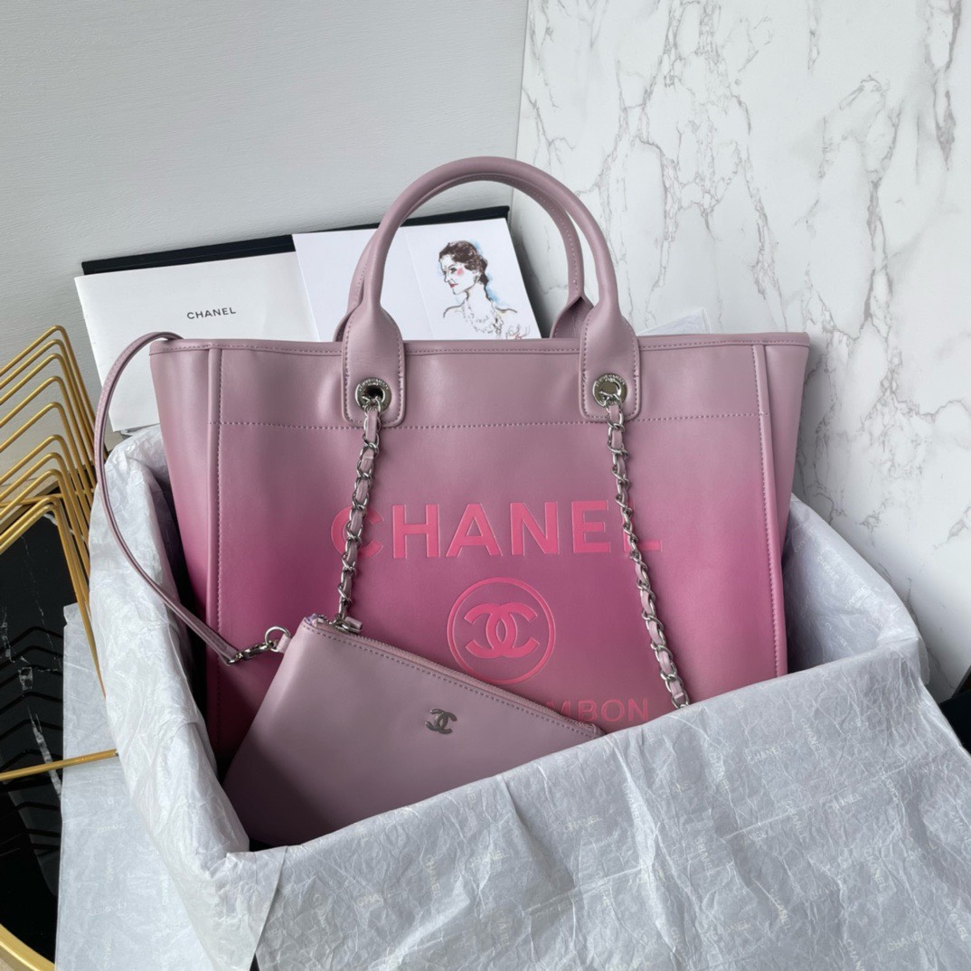 Bagsaaa Ch**el Deauville Shopping Tote Pink - 34cm