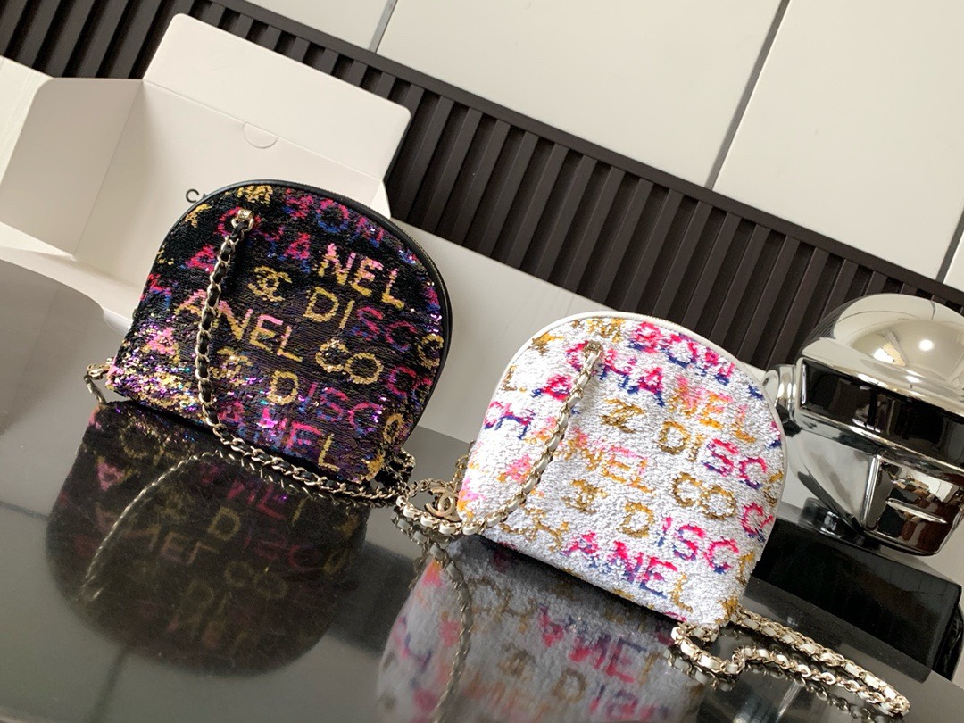 Bagsaaa Ch**el Crossbody bag Embroidered Satin, Sequins & Gold-Tone Metal Yellow