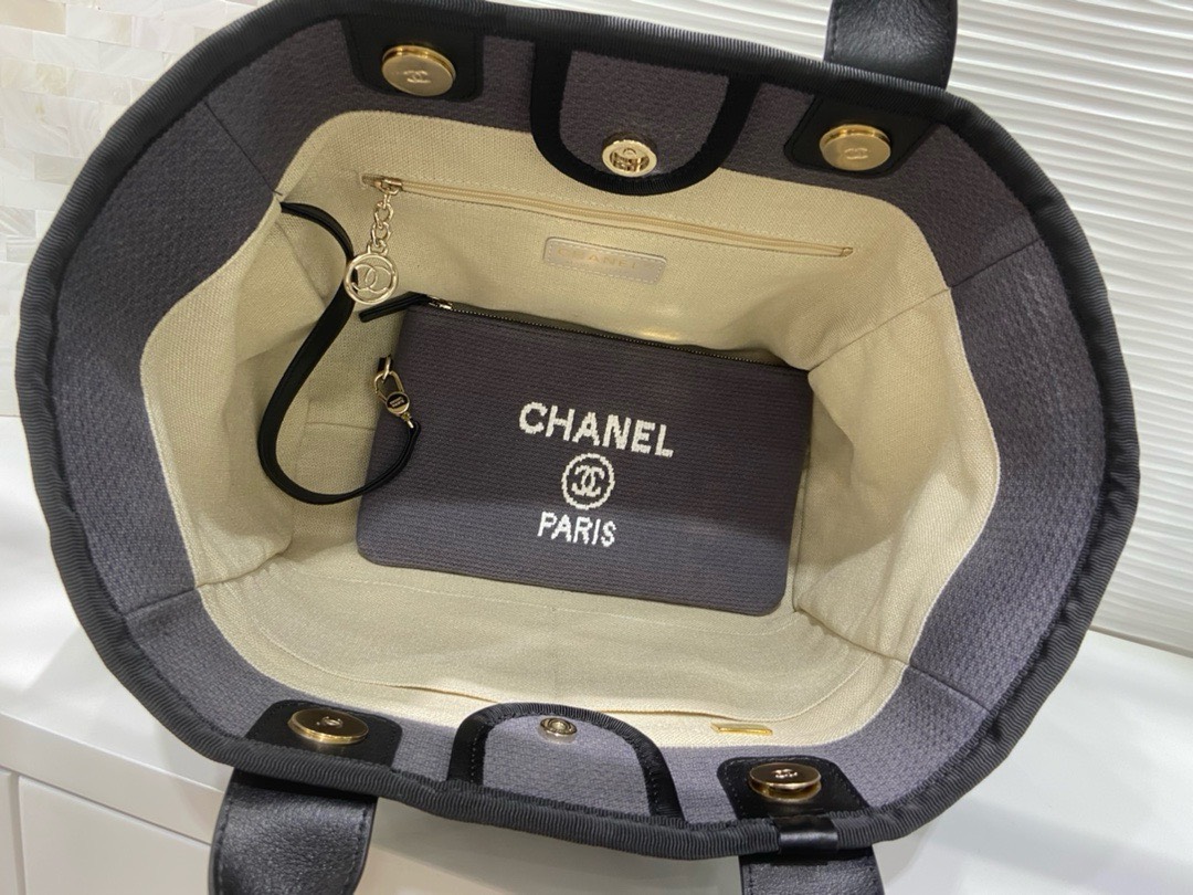 Bagsaaa Ch**el Small Deauville Grey Shopping bag - 33x26x15.5cm