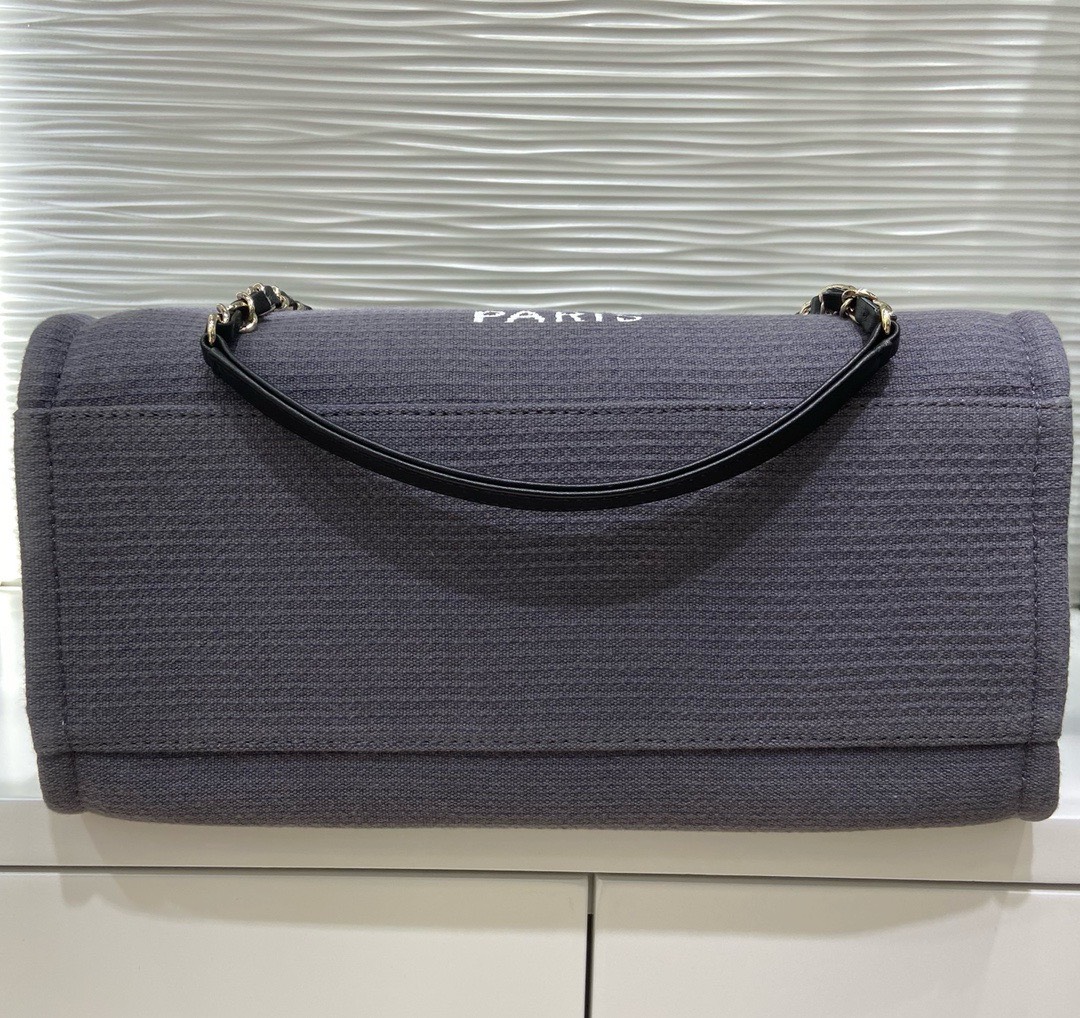 Bagsaaa Ch**el Small Deauville Grey Shopping bag - 33x26x15.5cm