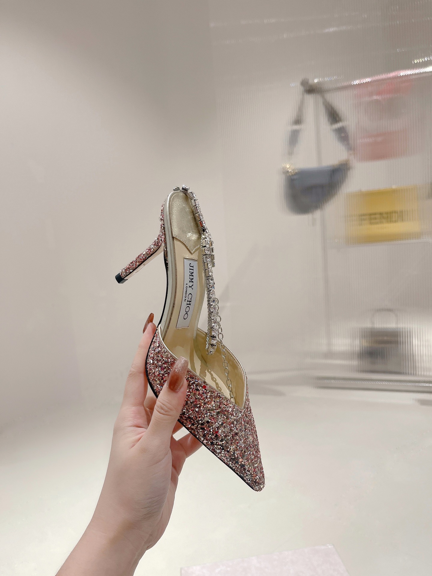 Bagsaaa J1m*y Ch00 Saeda 100 Pink Glittered Pumps