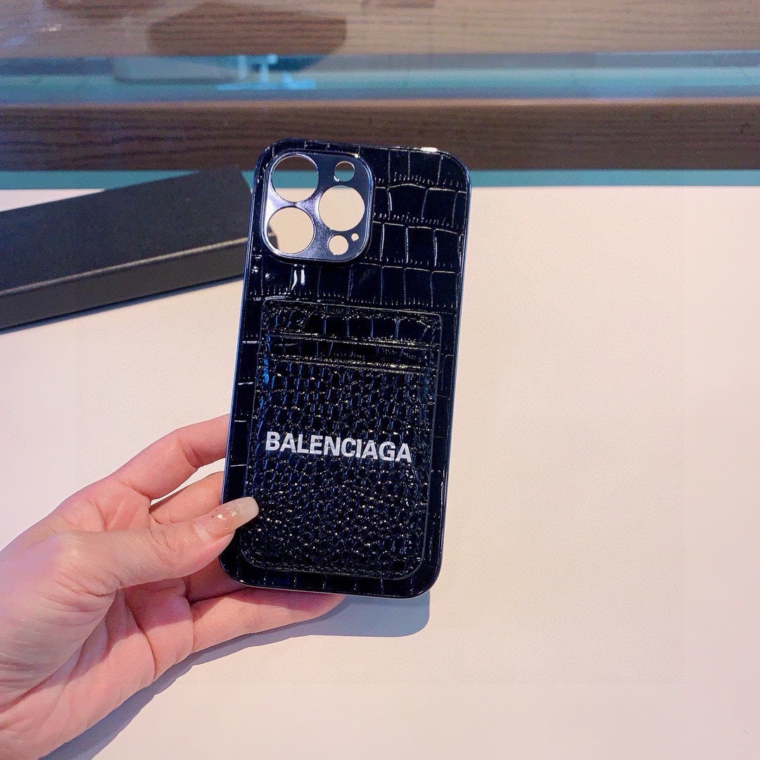 Bagsaaa Ba1en*iaga Crocodile Black Phone Case