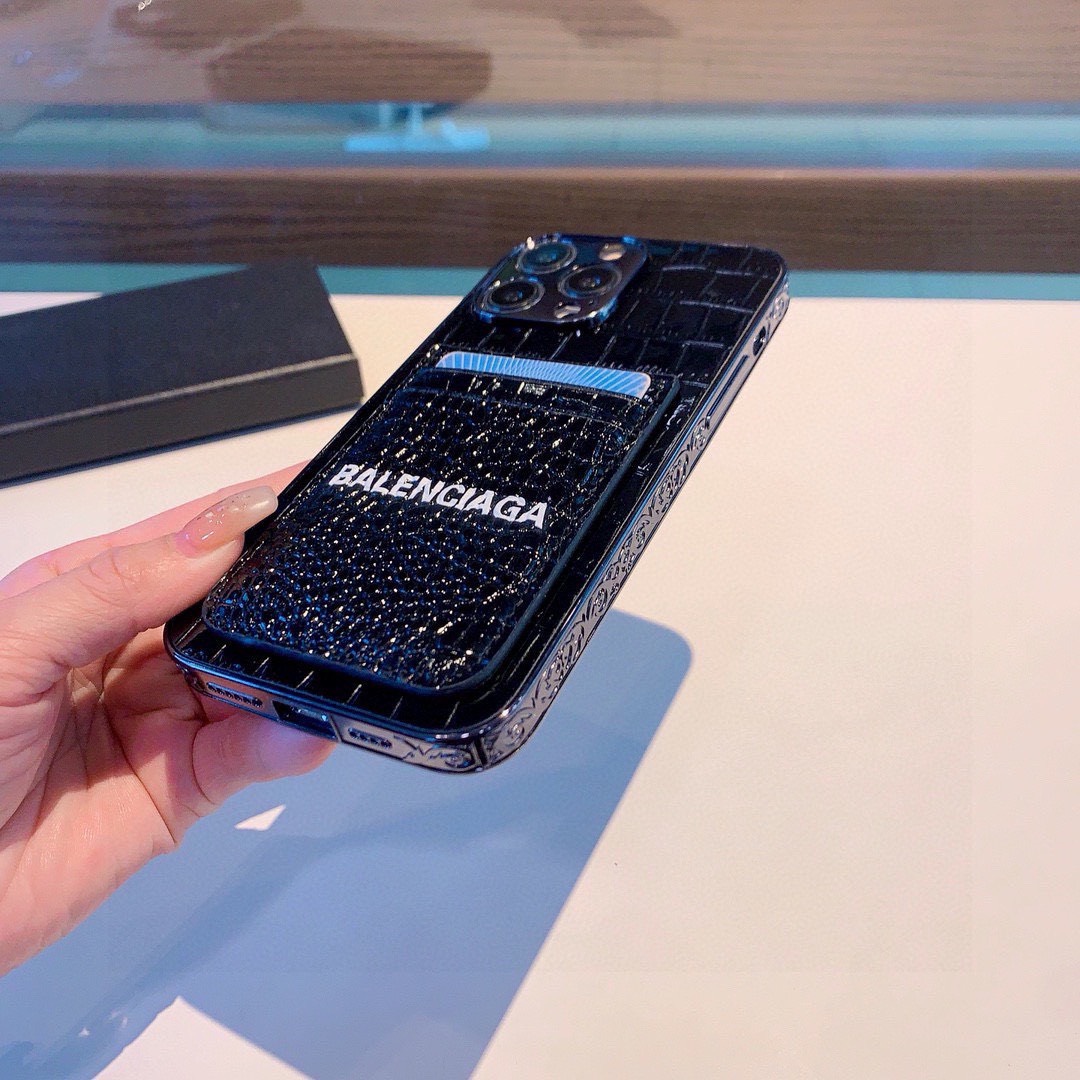 Bagsaaa Ba1en*iaga Crocodile Black Phone Case