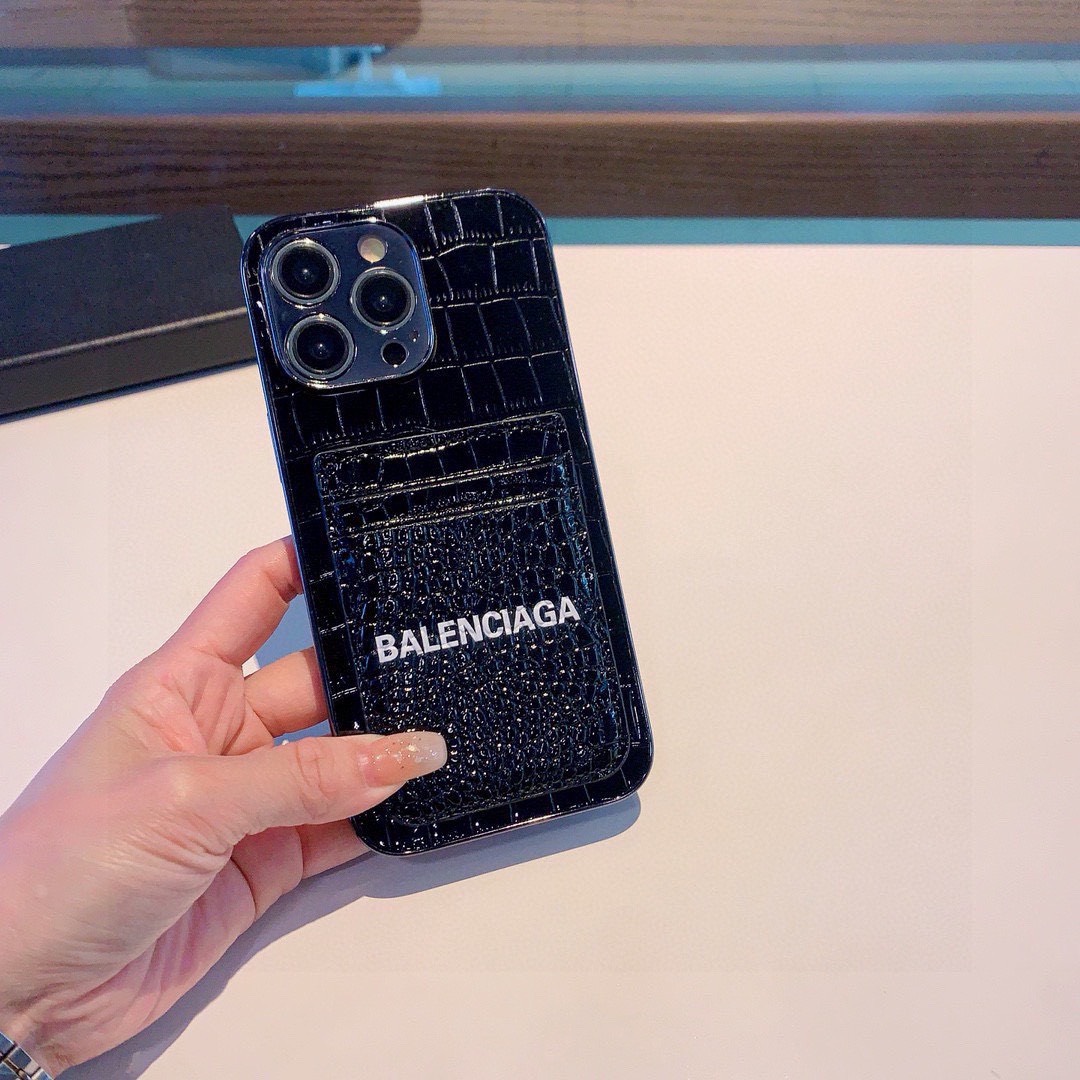 Bagsaaa Ba1en*iaga Crocodile Black Phone Case
