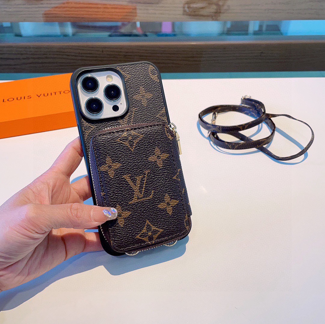 Bagsaaa L0vis Vvtt0n Monogram Canvas Strap With Small Pocket Phone Case