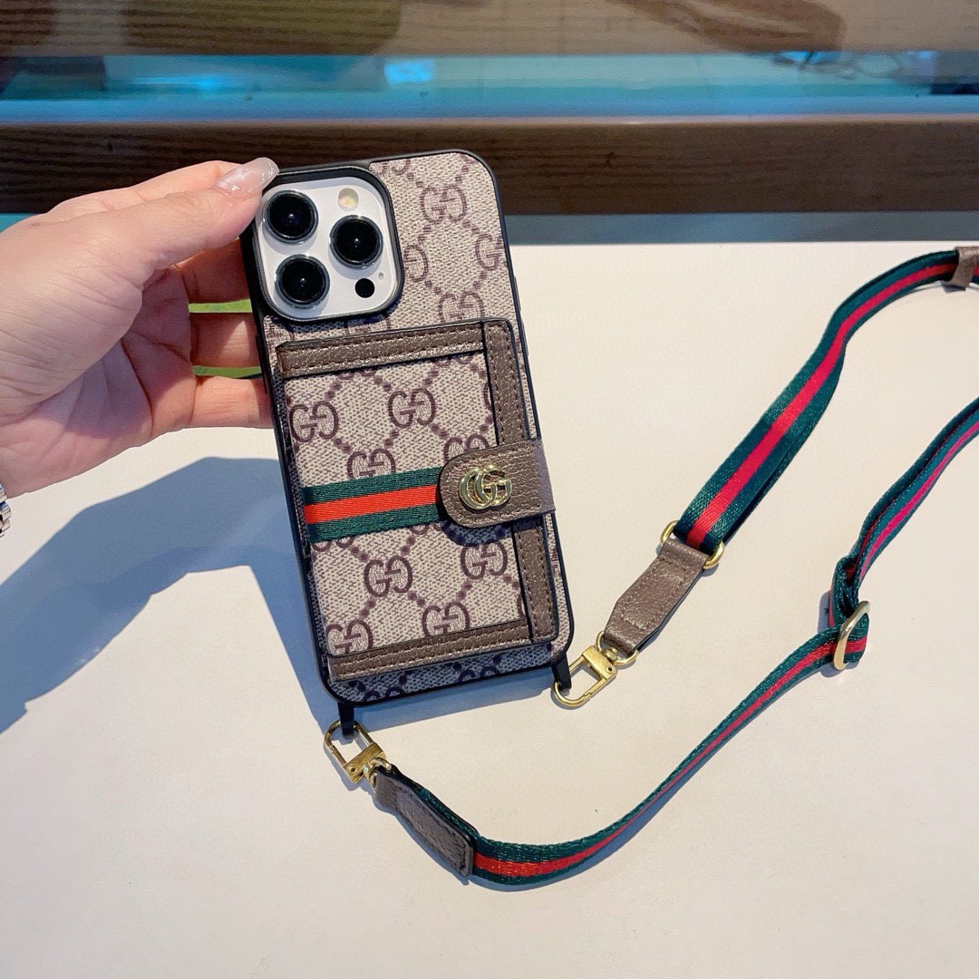 Bagsaaa Gvc*1 GG Ebony With Strap Phone Case