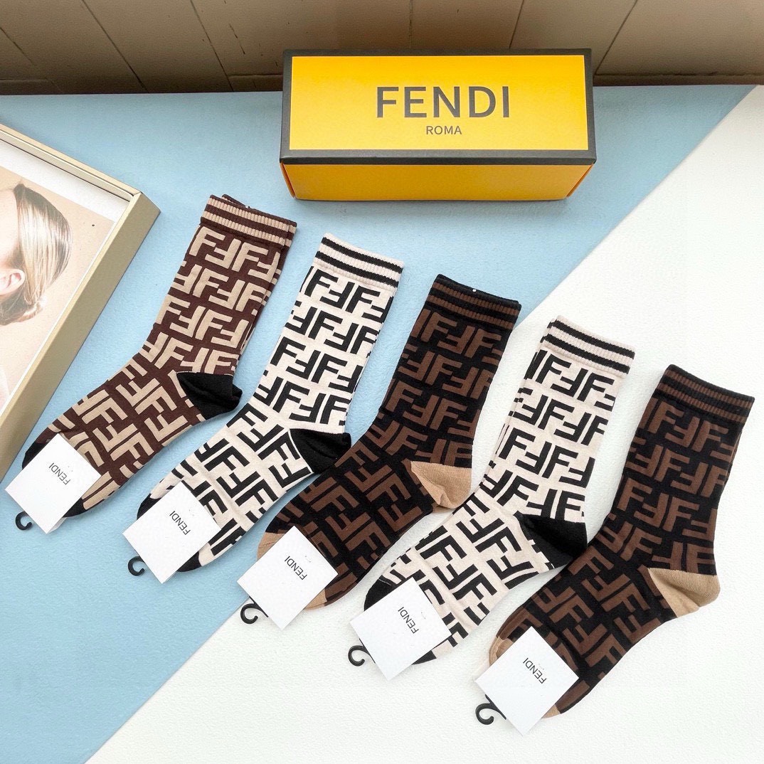Bagsaaa F**di FF Pattern Socks Set