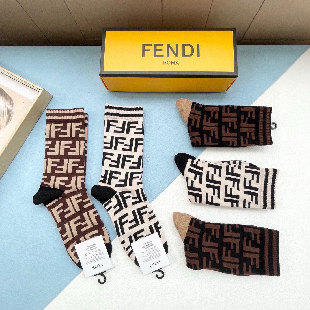 Bagsaaa F**di FF Pattern Socks Set