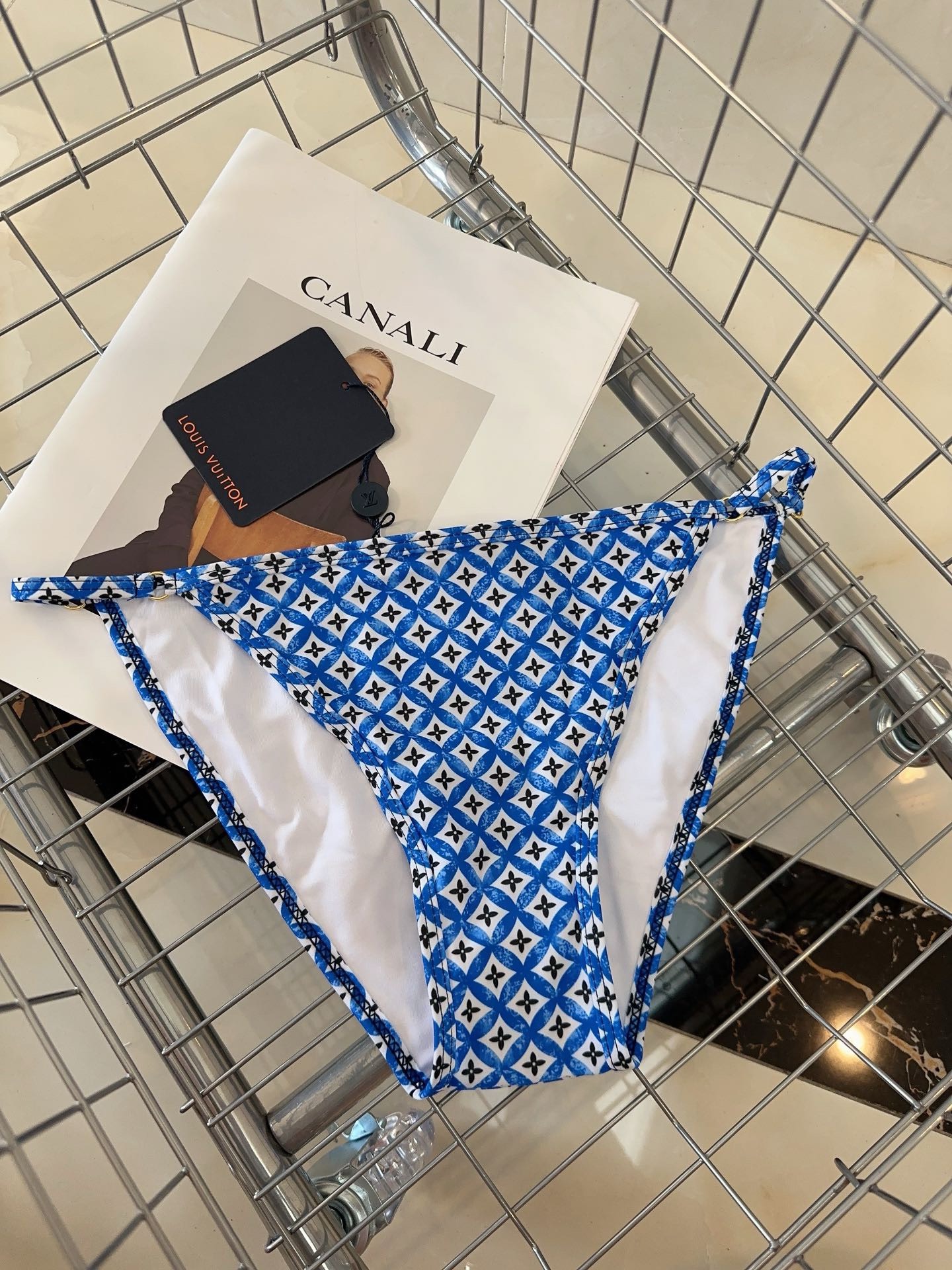 Bagsaaa L0vis Vvtt0n Blue Monogram Flower Tile Bikini