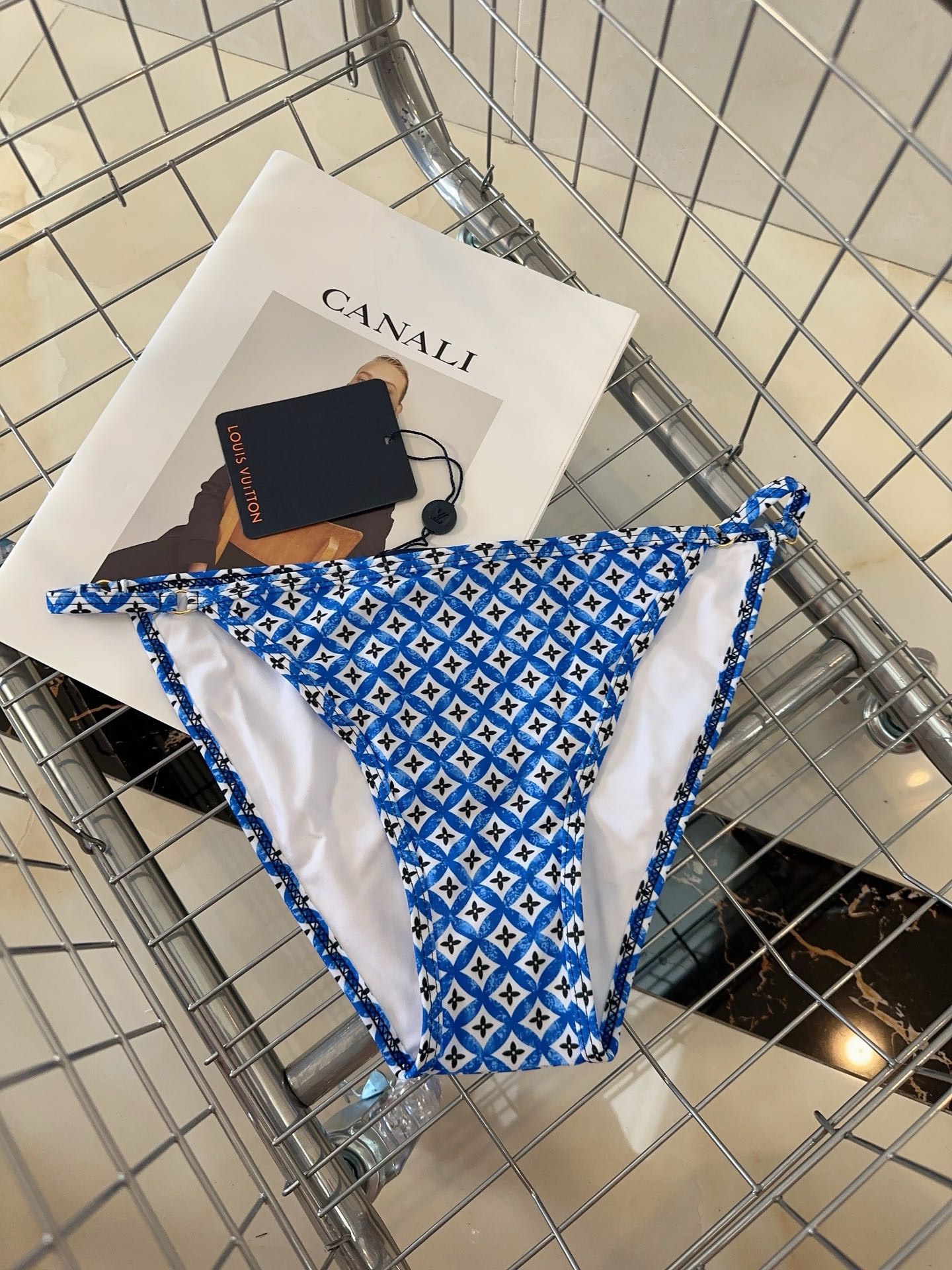 Bagsaaa L0vis Vvtt0n Blue Monogram Flower Tile Bikini