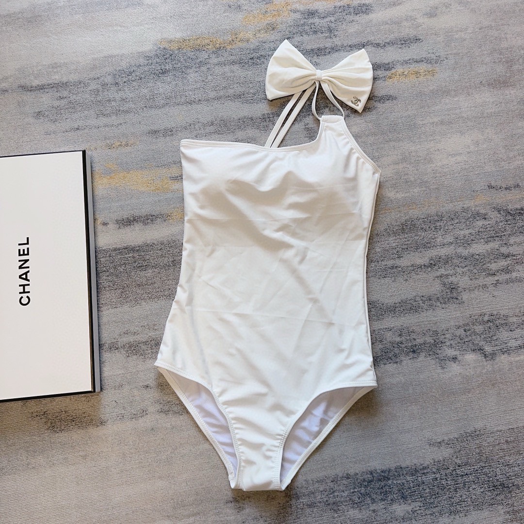 Bagsaaa Ch**el Bow Tie White Once Piece