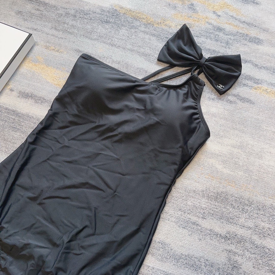 Bagsaaa Ch**el Bow Tie Black Once Piece