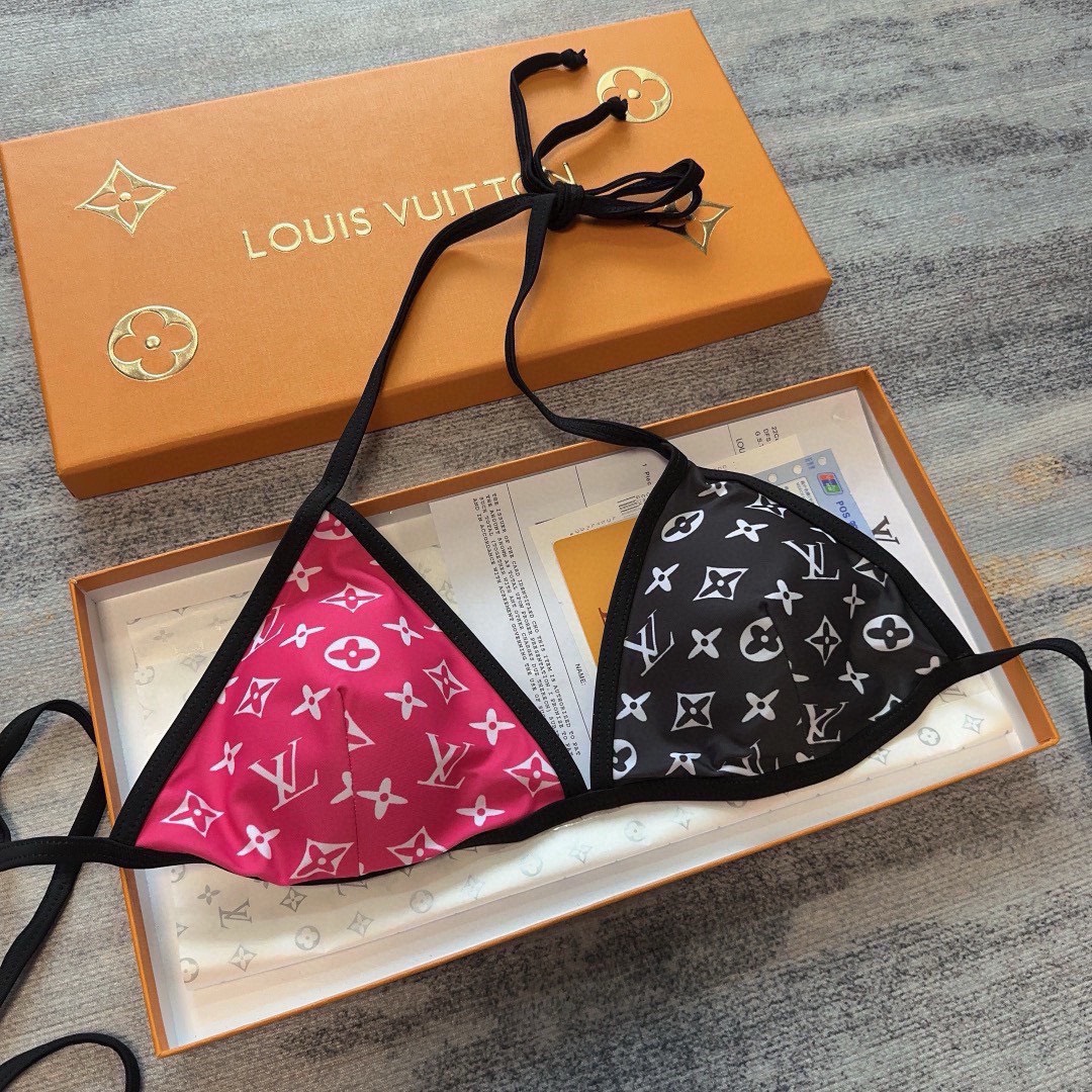 Bagsaaa L0vis Vvtt0n Reversible Black and Pink Bikini