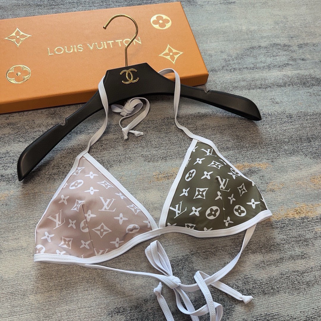 Bagsaaa L0vis Vvtt0n Reversible Green and Pink Bikini