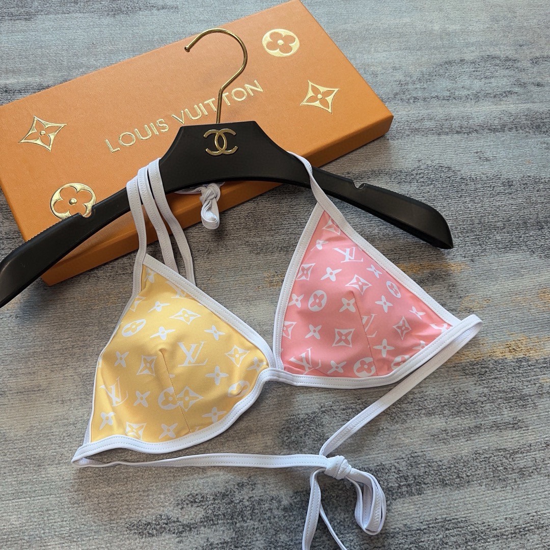 Bagsaaa L0vis Vvtt0n Reversible Yellow and Pink Bikini