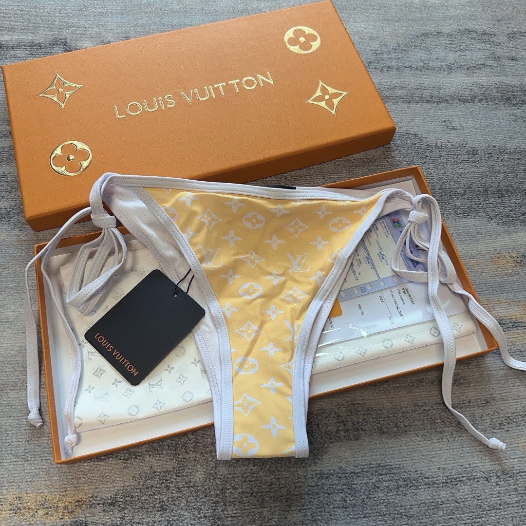 Bagsaaa L0vis Vvtt0n Reversible Yellow and Pink Bikini