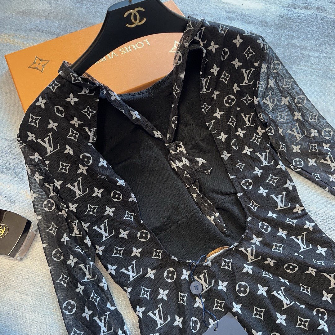 Bagsaaa L0vis Vvtt0n Bodysuit Swimwear Black Monogram