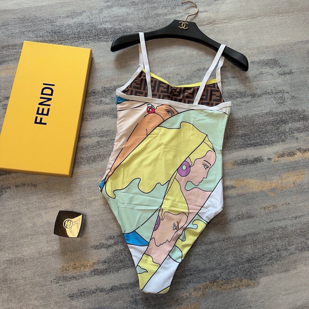 Bagsaaa F**di One Piece Figure Pattern Swimwear