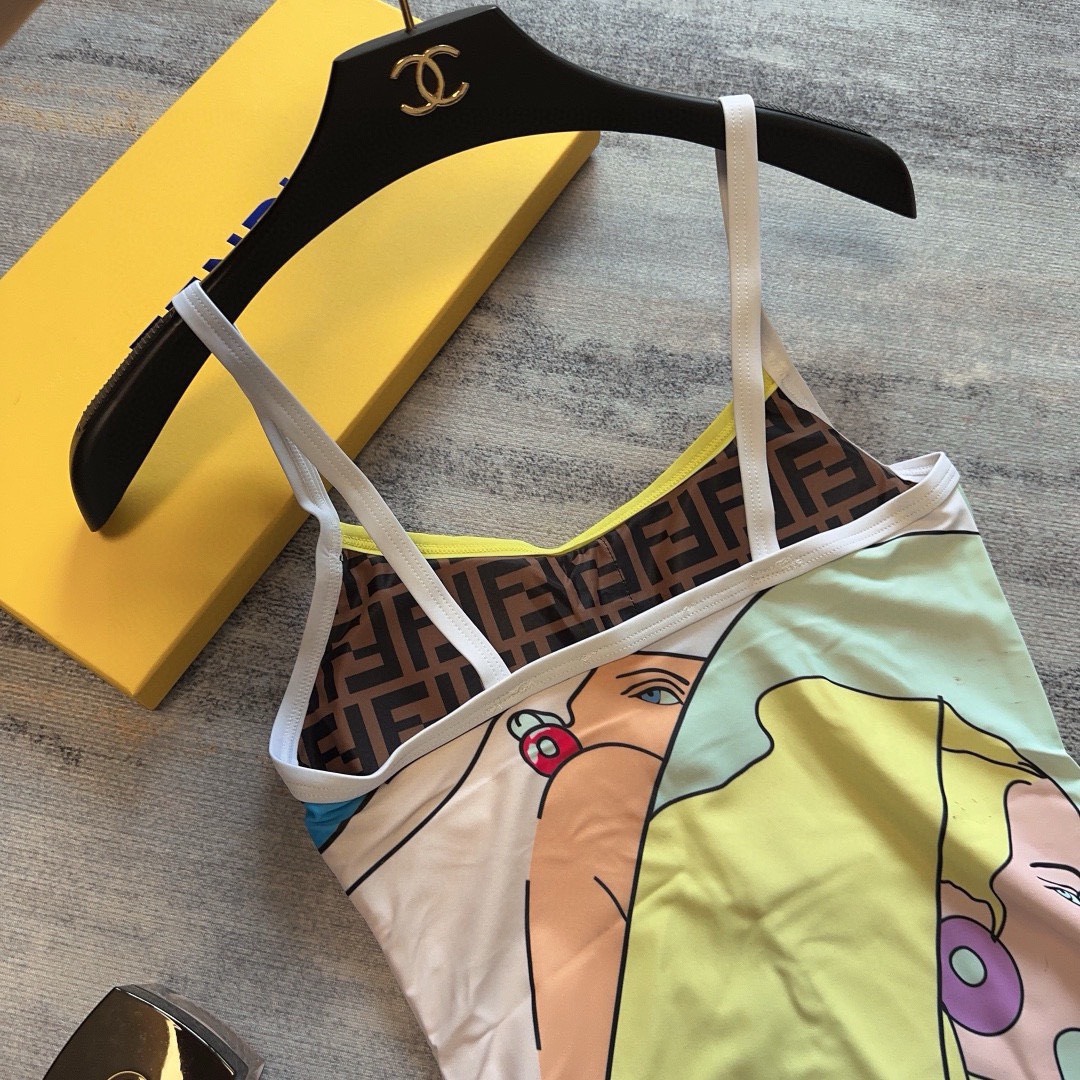 Bagsaaa F**di One Piece Figure Pattern Swimwear