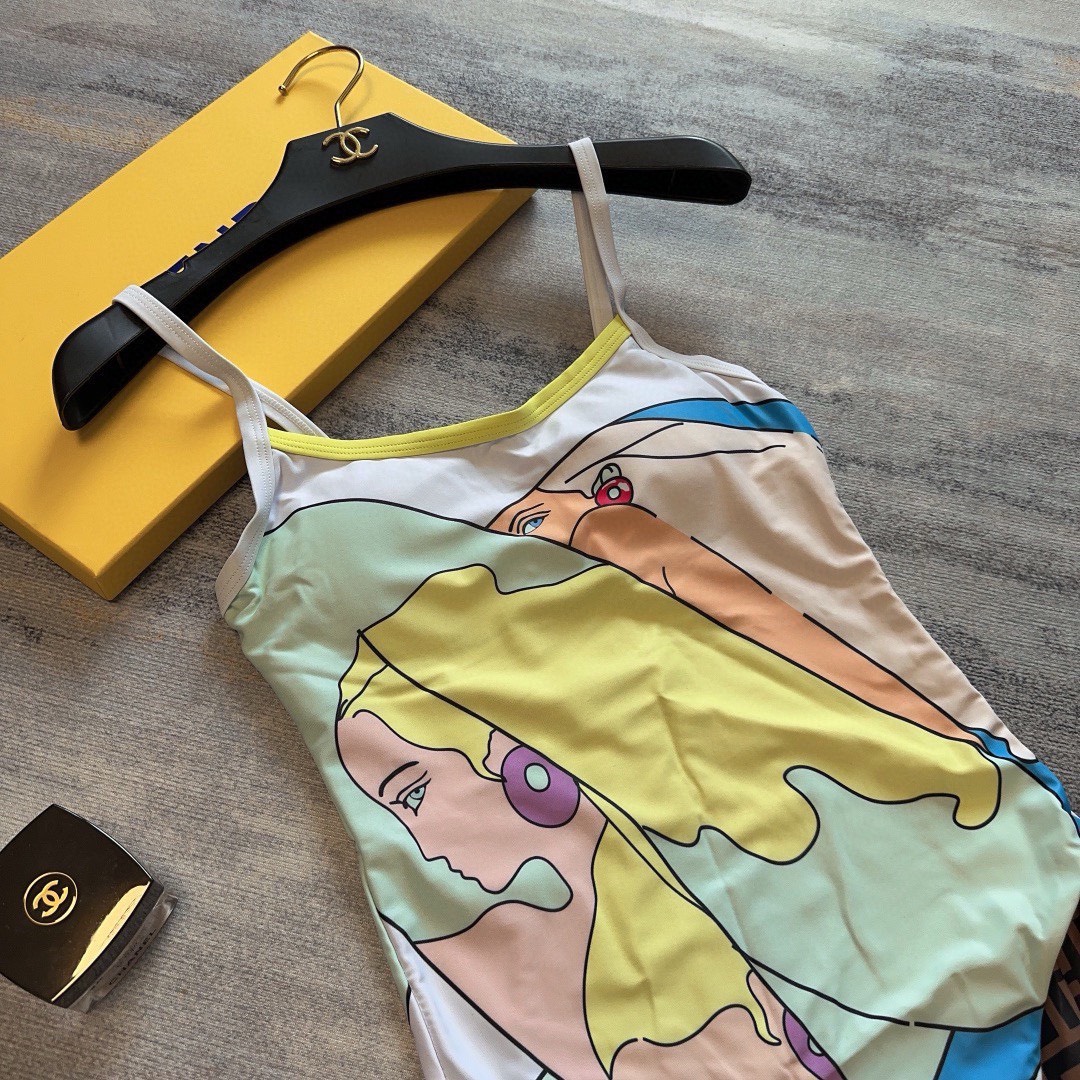 Bagsaaa F**di One Piece Figure Pattern Swimwear