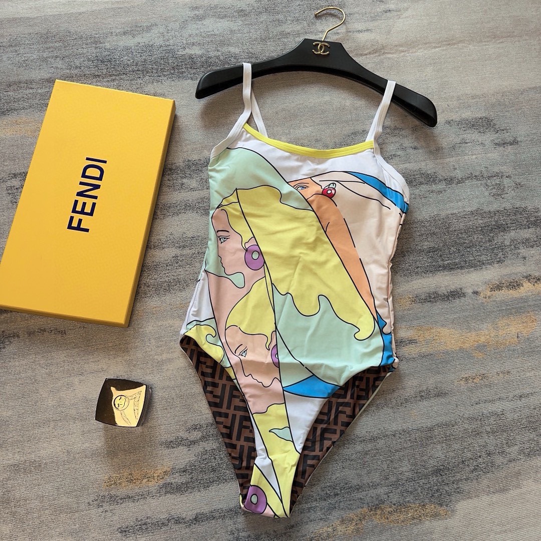 Bagsaaa F**di One Piece Figure Pattern Swimwear