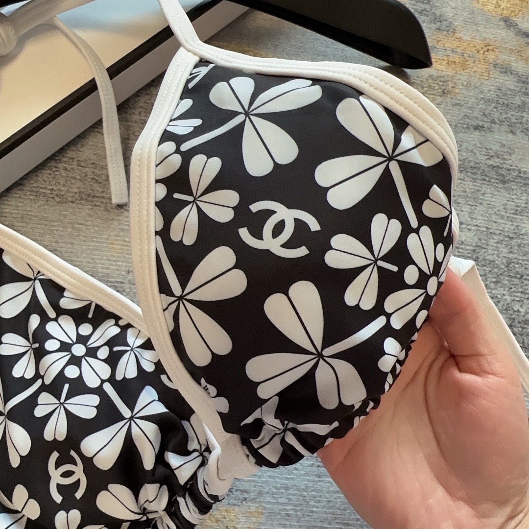 Bagsaaa Ch**el Black Flower Bikini