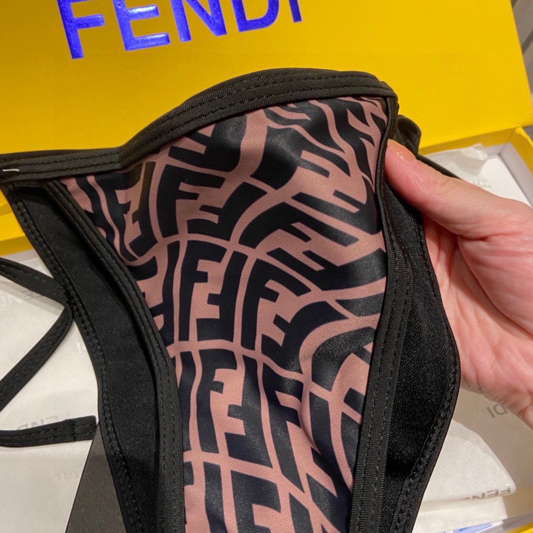Bagsaaa F**di FF Pattern Brown Bikini