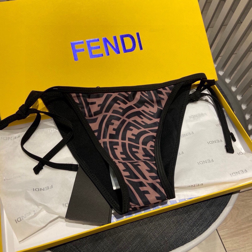 Bagsaaa F**di FF Pattern Brown Bikini