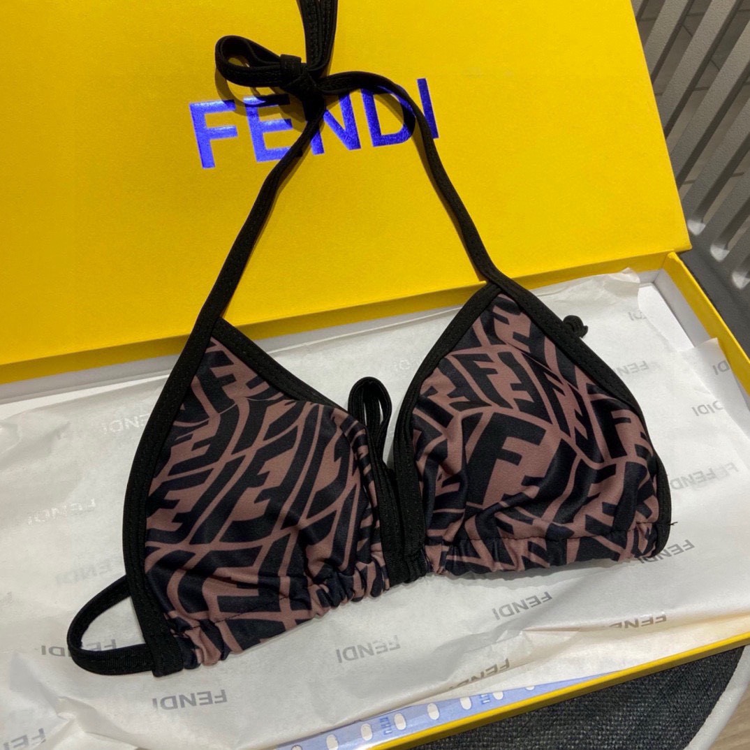 Bagsaaa F**di FF Pattern Brown Bikini