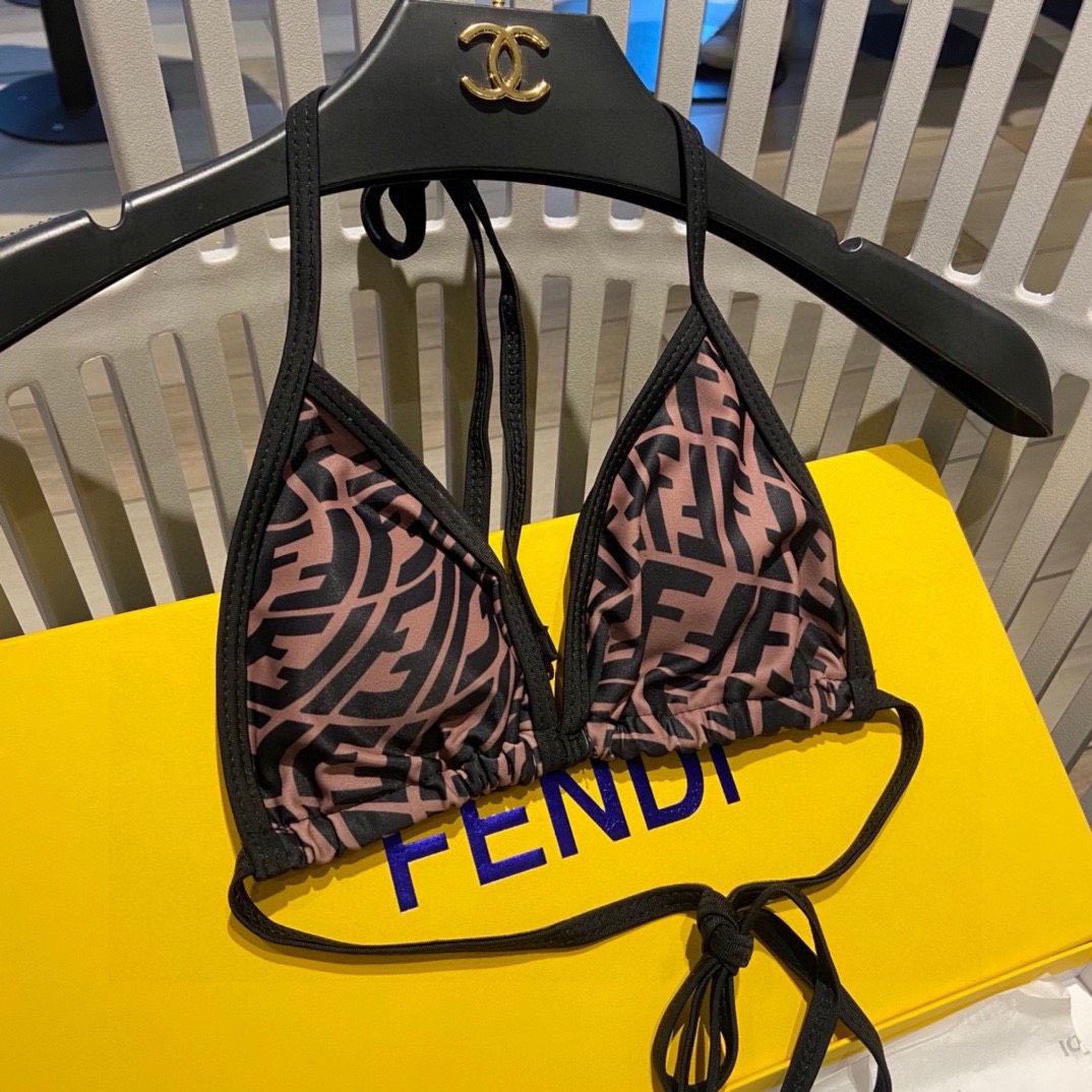 Bagsaaa F**di FF Pattern Brown Bikini