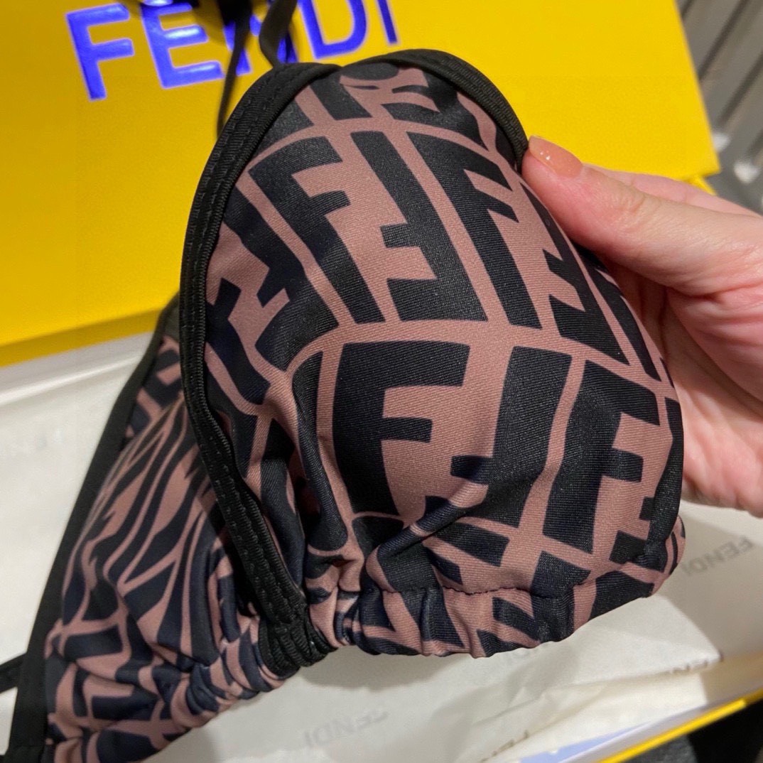 Bagsaaa F**di FF Pattern Brown Bikini