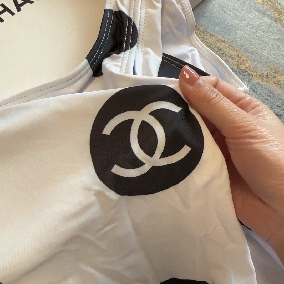 Bagsaaa Ch**el White and Black One Piece Swimwear