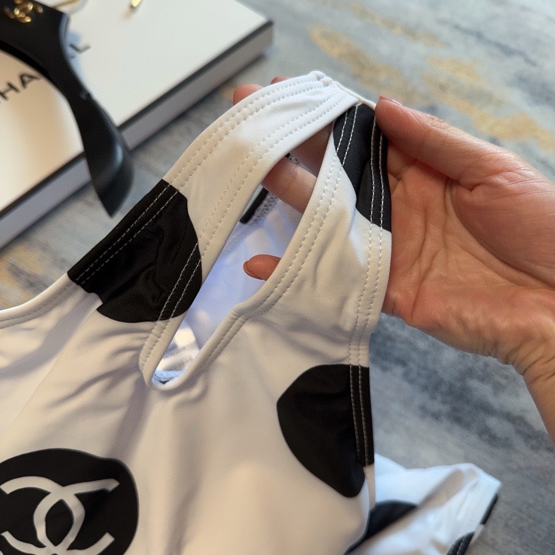 Bagsaaa Ch**el White and Black One Piece Swimwear
