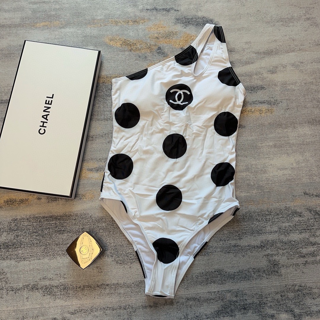 Bagsaaa Ch**el White and Black One Piece Swimwear