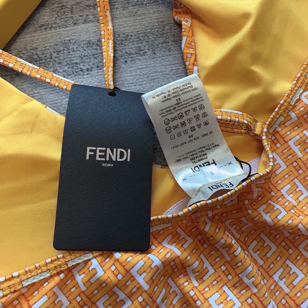 Bagsaaa F**di Ff-motif U-neck Swimsuit In Orange