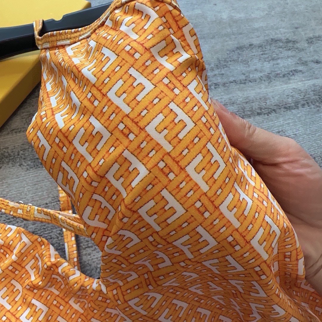 Bagsaaa F**di Ff-motif U-neck Swimsuit In Orange