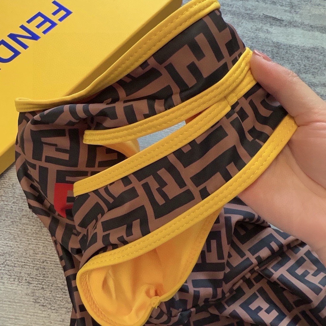 Bagsaaa F**di FF Printed Brown and Yellow Swimwear