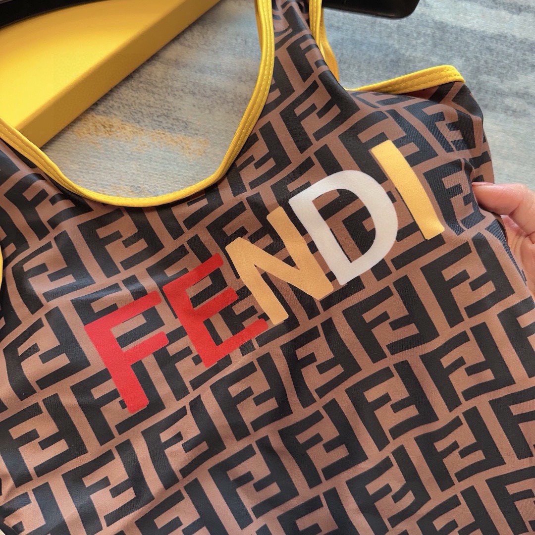 Bagsaaa F**di FF Printed Brown and Yellow Swimwear