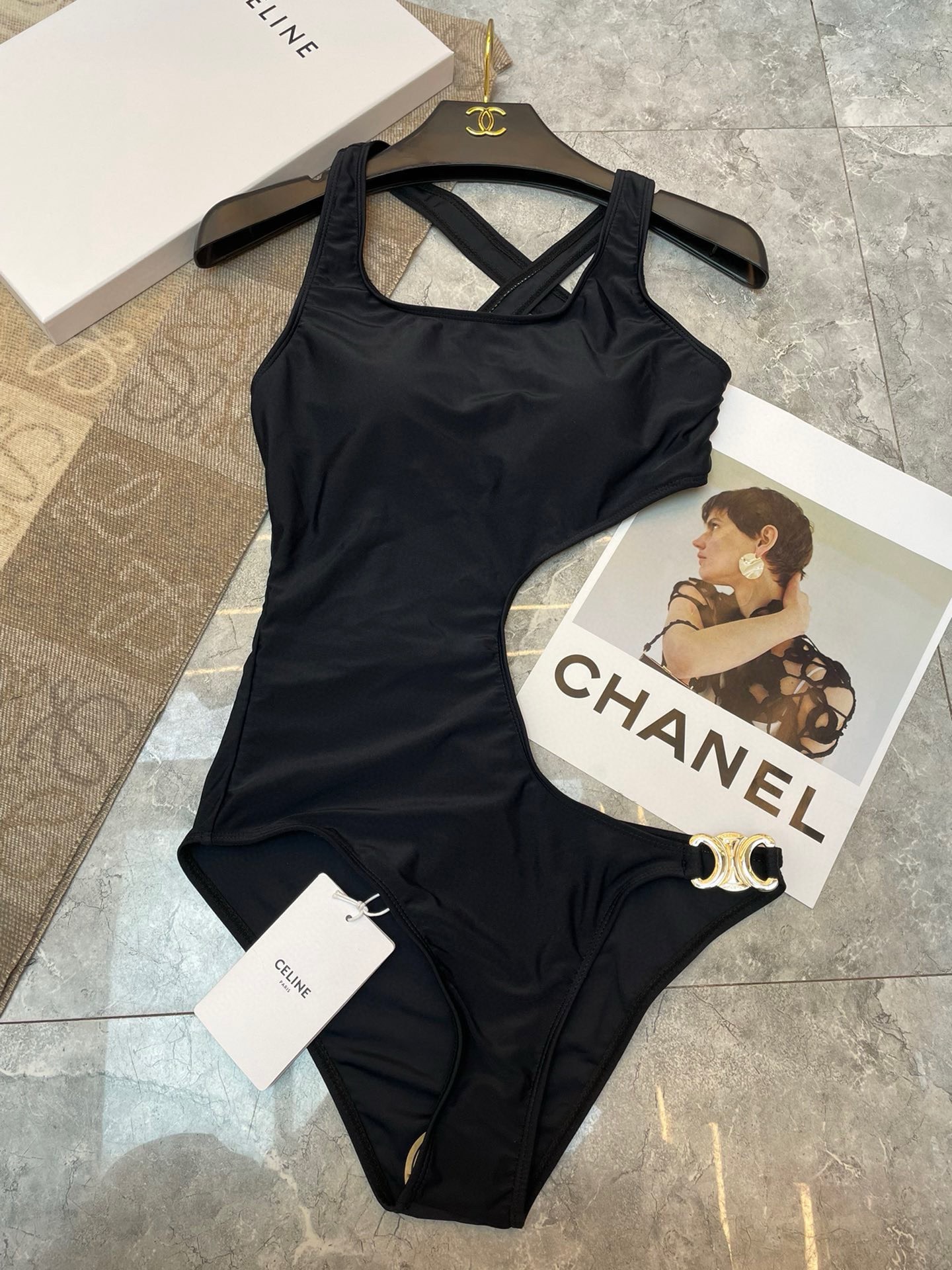 Bagsaaa Ce1i*e Black One Piece Swimwear