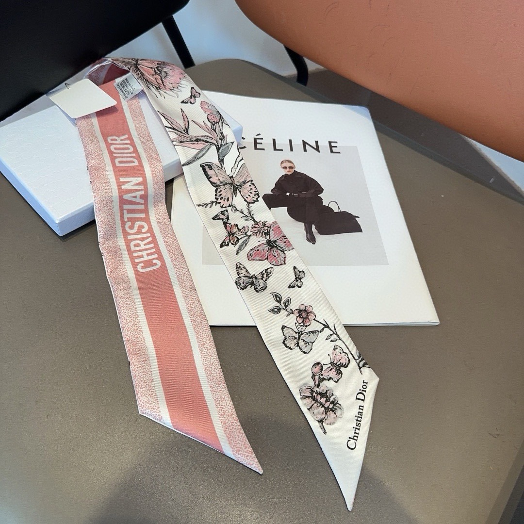 Bagsaaa D10r D-Butterfly Mitzah Scarf Silk Twilly - 6 x 105 cm