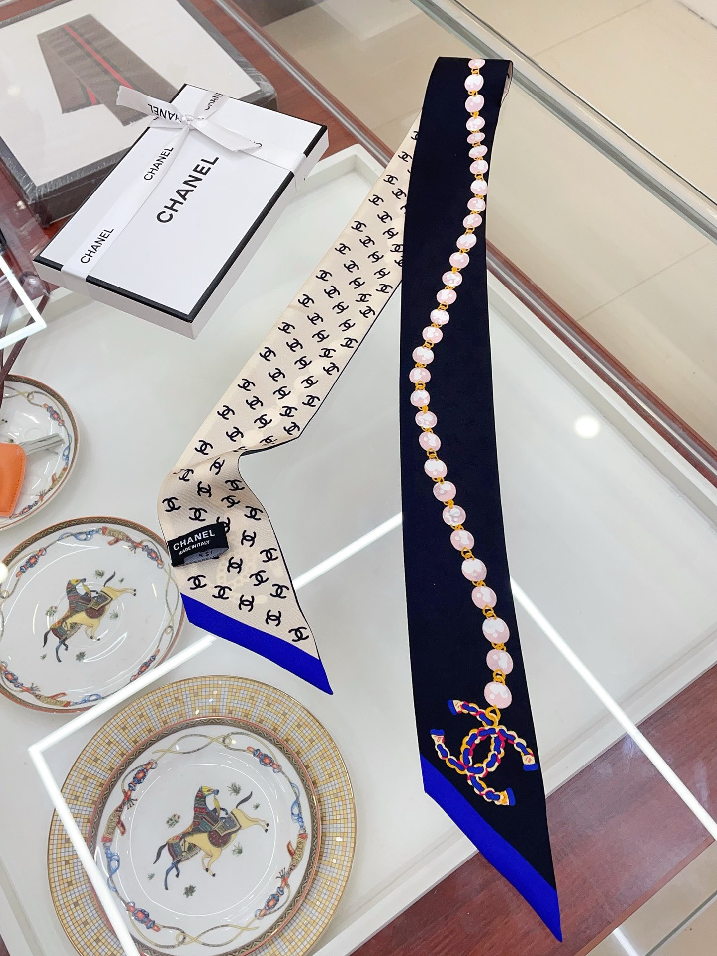 Bagsaaa Ch**el White Silk Scarf - 120x6cm