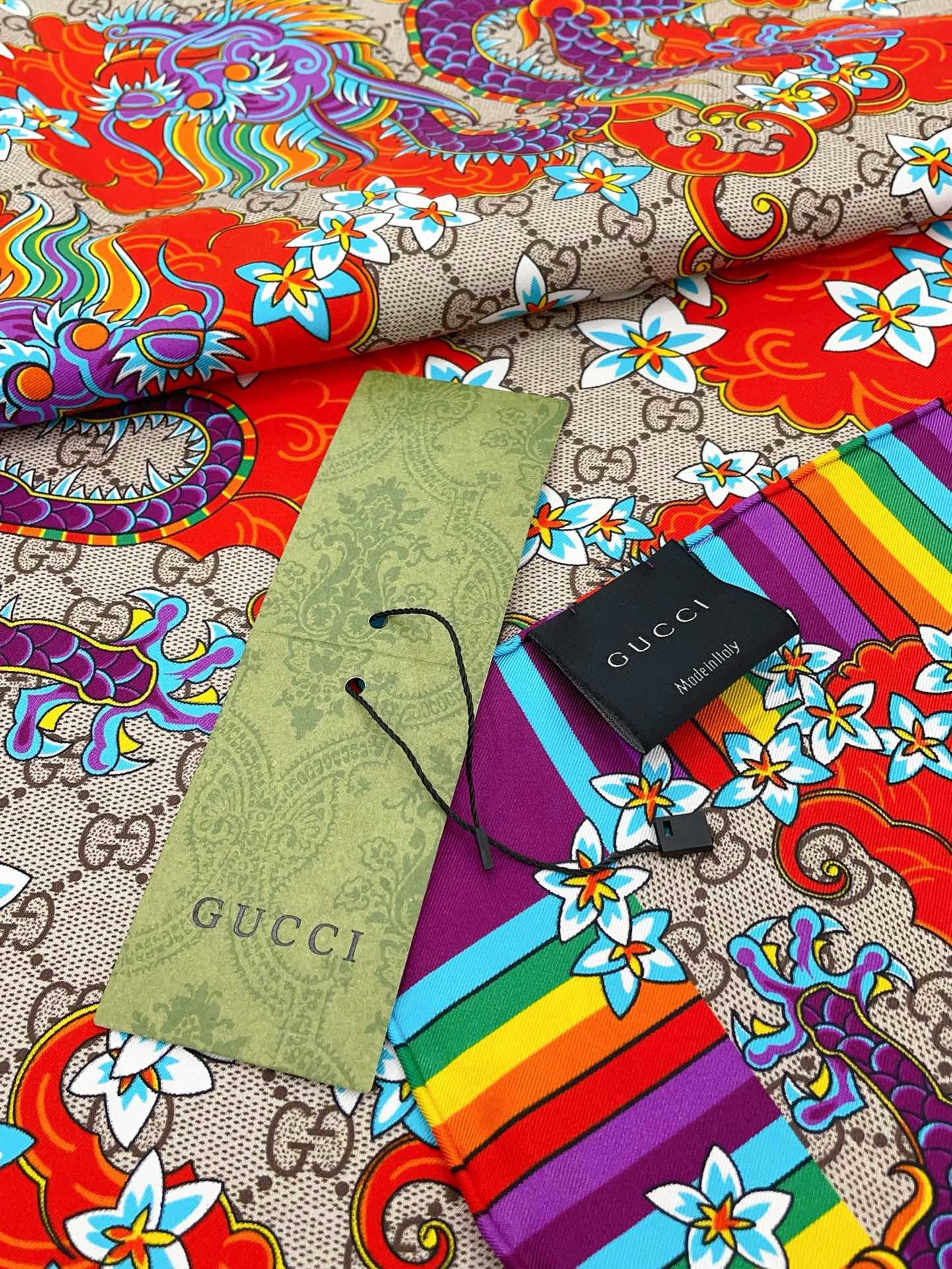 Bagsaaa Gvc*1 GG Dragon Rainbow Scarf - 33x33