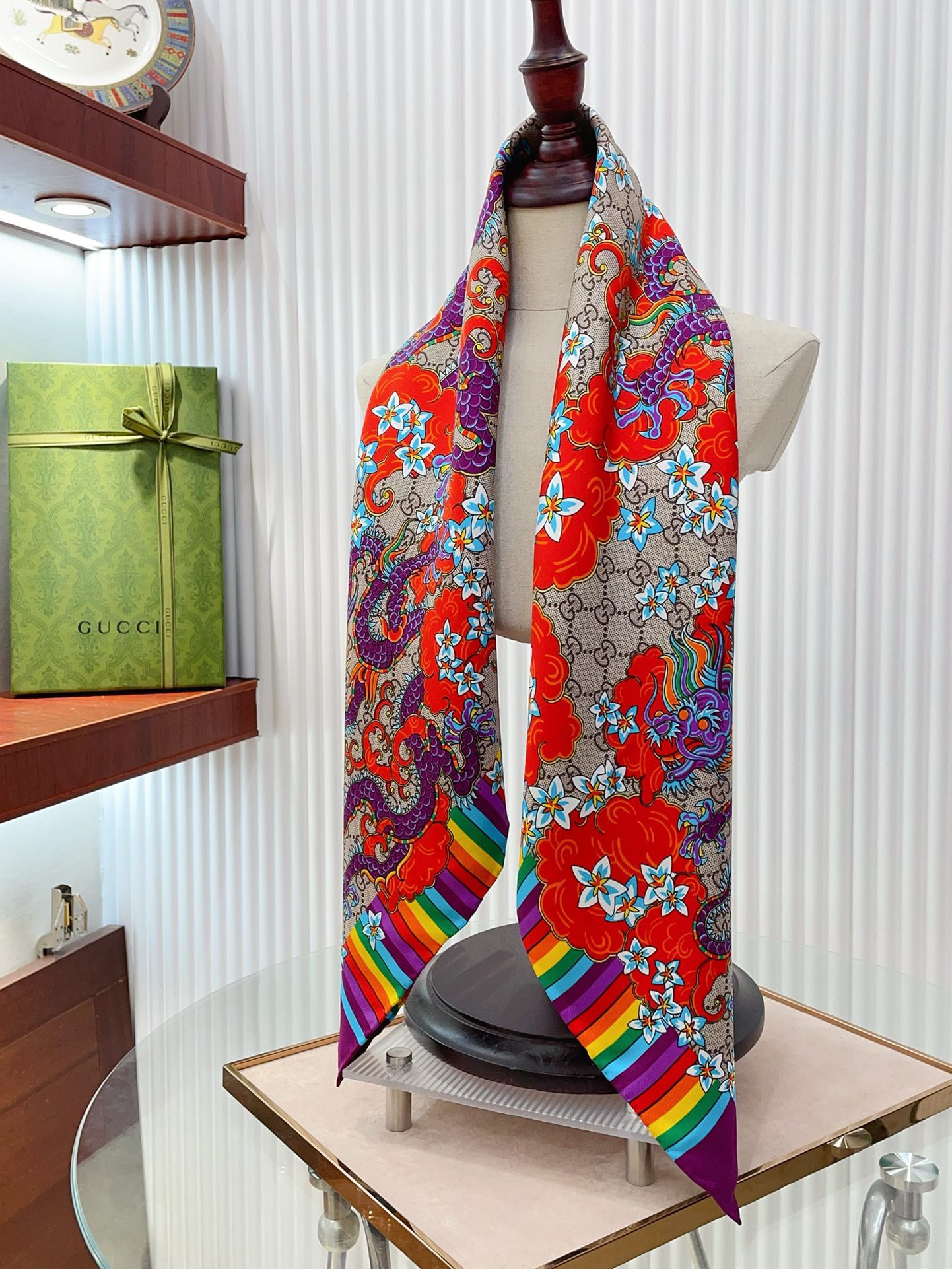 Bagsaaa Gvc*1 GG Dragon Rainbow Scarf - 33x33