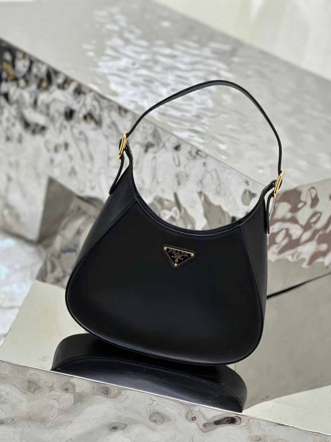 Bagsaaa Pra*a Cleo Shoulder Bag With Adjustable Strap In Black - 27x20x7cm