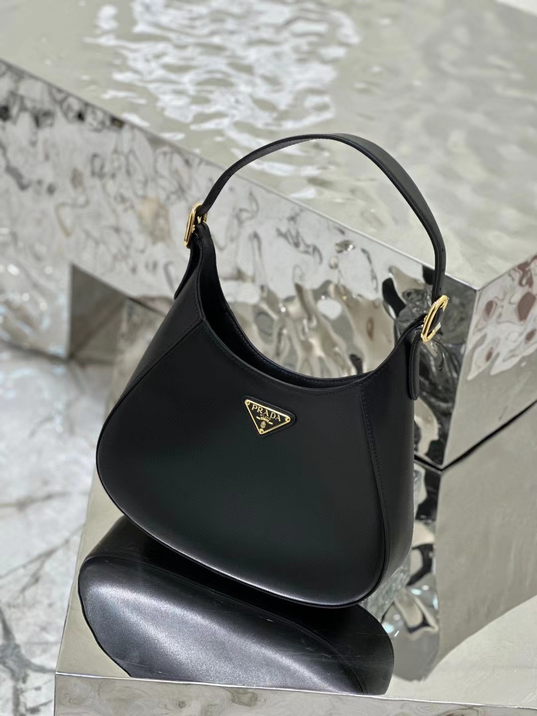 Bagsaaa Pra*a Cleo Shoulder Bag With Adjustable Strap In Black - 27x20x7cm