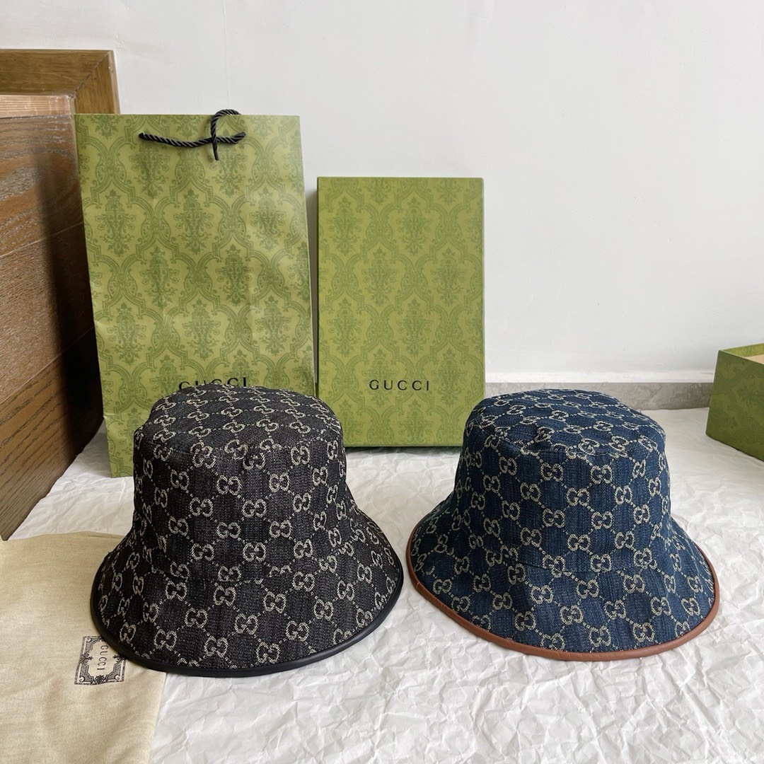 Bagsaaa Gvc*1 GG Ebony Wide Brim Denim Hat