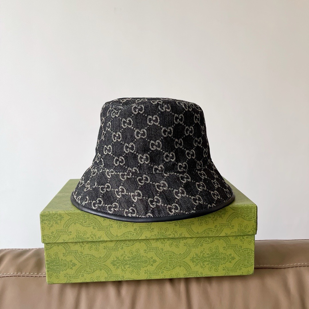 Bagsaaa Gvc*1 GG Ebony Wide Brim Denim Hat