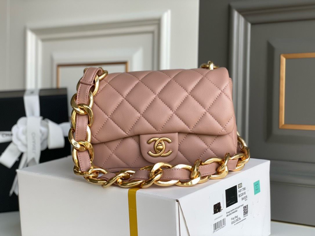 Bagsaaa Ch**el Funky Town Small Flap Bag In Beige - 17x21x6cm