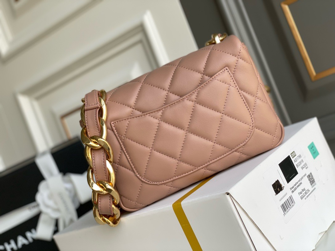 Bagsaaa Ch**el Funky Town Small Flap Bag In Beige - 17x21x6cm