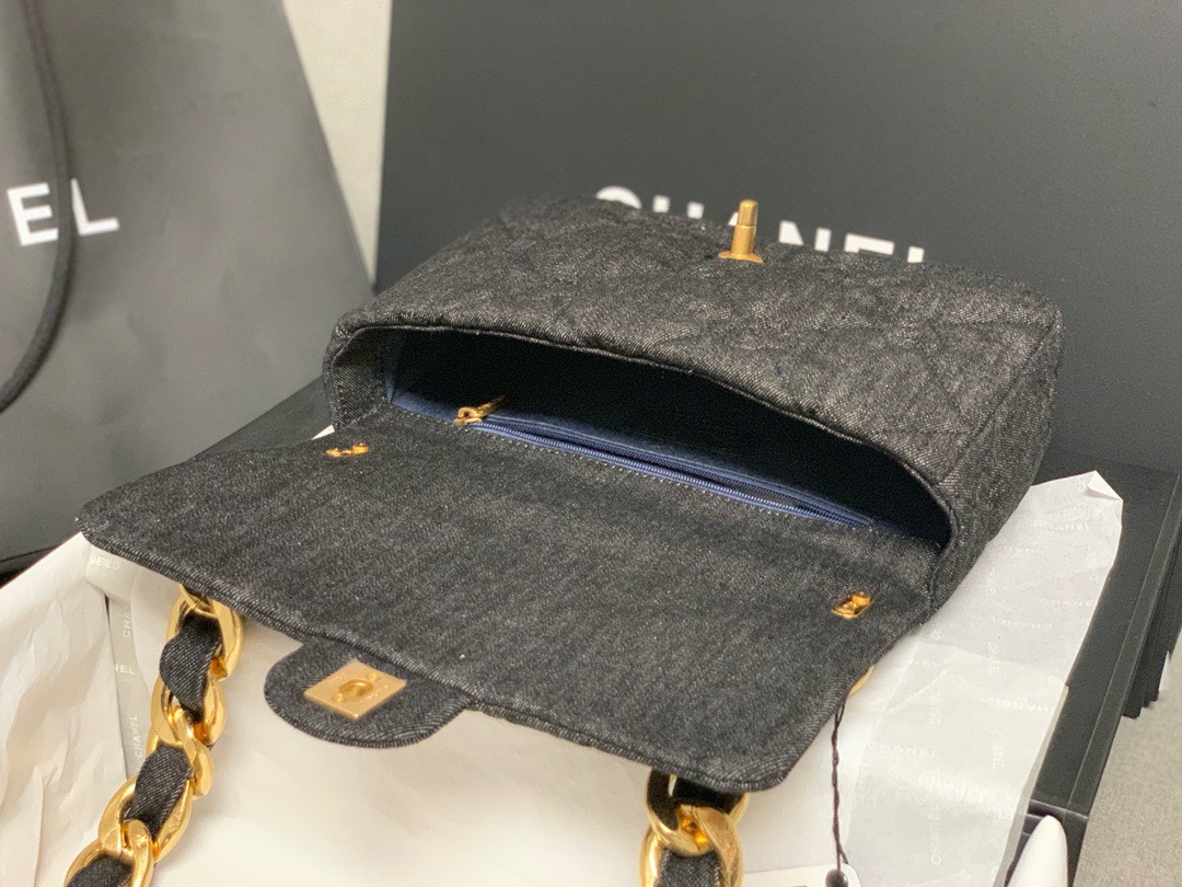 Bagsaaa Ch**el Funky Town Black Denim - 24cm